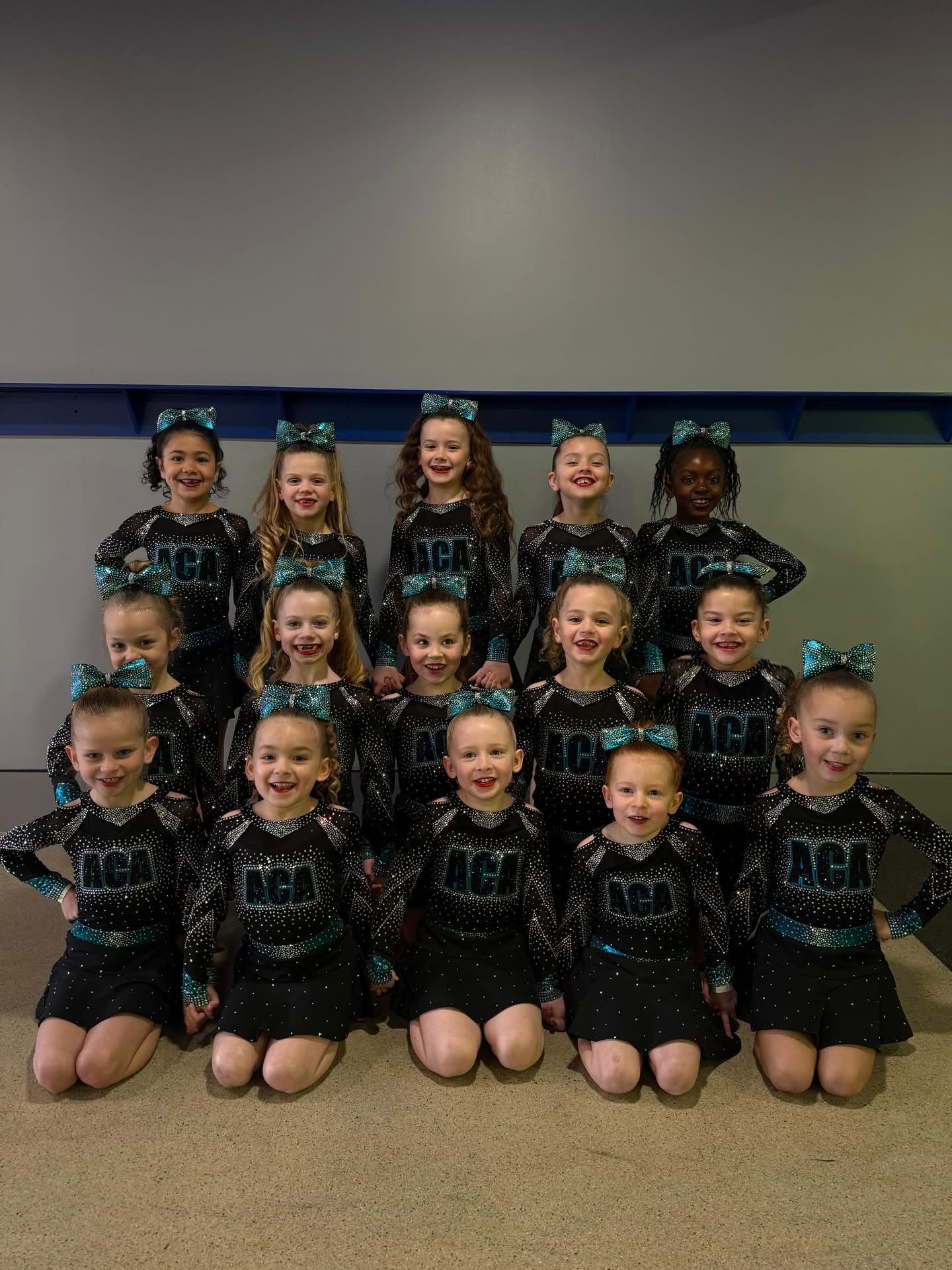 ACA Flutter mini team in competition uniform